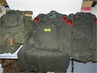 STACK OF MILITARY DUFFLE BAGS, MILITARY WOOL