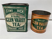 2 x Glen Valley Tea Tins. Henry Berry, Melbourne