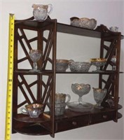 Wall shelf with gold wash glassware