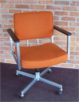 Mid Century Modern Orange Swivel Office Desk