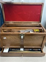 Wooden Gun Cleaning Box With Contents