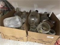 2 BOXES OF OLD JUGS, BOTTLES