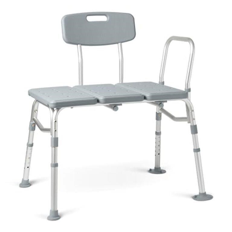 Medline Transfer Bench with Back, Gray, 1 Count