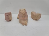 (3) Soapstone Carved Lions