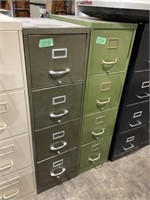 2-4 drawer, gray and green file cabinets, may have