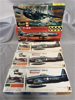 4 Vintage HAWK Airplane Model Kits, 1 Revell