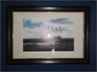 Lot #131 - Framed print of ducks flying over