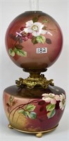 GWTW lamp, floral, 28"T, 12" ball shade,