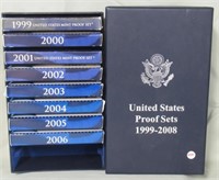 (8) U.S. Proof Sets 1999 Thru 2006 with Display