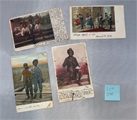 4 Black Americana Vintage Postcards Ephemera