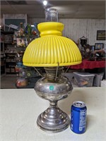 VTG Nickle Plated Rayo Lamp w/Yellow Shade