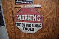Warning Watch for Flying Tools Sign