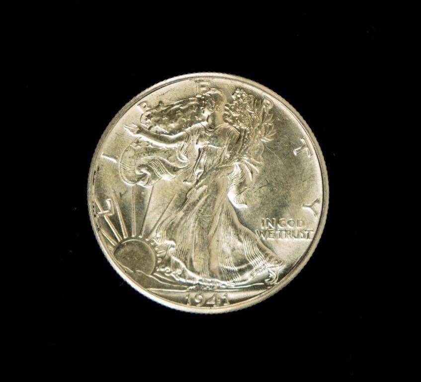 Coin 1941-D Walking Liberty Half Dollar-Gem BU