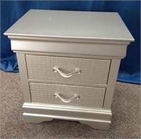 New Silver Painted 2 Drawer Nightstand