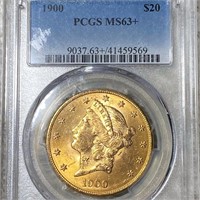 1900 $20 Gold Double Eagle PCGS - MS63+