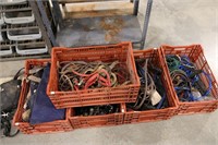 LARGE GROUP OF HORSE COLLAR, LEADS, TACK ETC