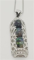 Genuine Ethiopian Blk Opal & Created White