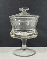 Vintage Floral Etched glass covered parfait