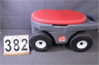 Grey & Red Step 2 Rolling Garden Seat