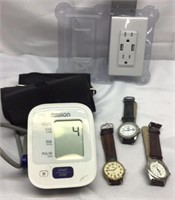 D1) BLOOD PRESURE MONITOR, WATCHES, USB OUTLET
