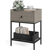 Y&M Nightstand, 1PC 2-Tier Side Table with Drawer,