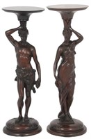 Pr. Figural Carved Mahogany Pedestals