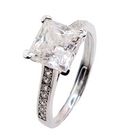 925S 2.0ct Princess Moissanite Diamond Ring