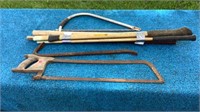 Sledge & Axe handles, crowbar, tree & meat saw