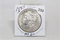 1887 S MS62 Morgan Silver Dollar