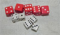 Collection of Red & White Vintage Dice