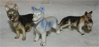 (3) Vintage Porcelain German Shepherd Figurines