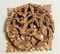 Deer and Birds Carved Ornament.