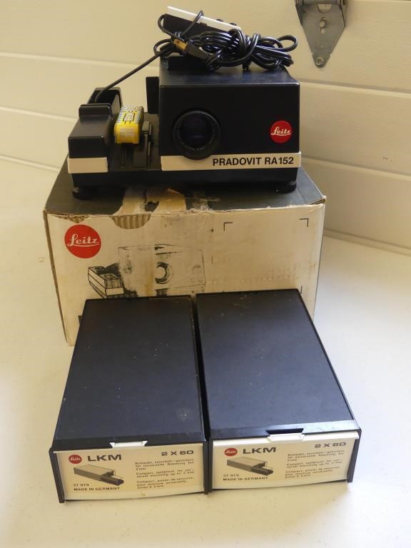 LEITZ PRADOVIT R/RA 152 SLIDE PROJECTOR, ETC.