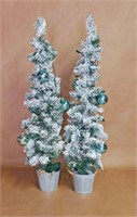 2) ARTIFICIAL SNOW FROSTED ACCCENT CHRISTMAS TREES