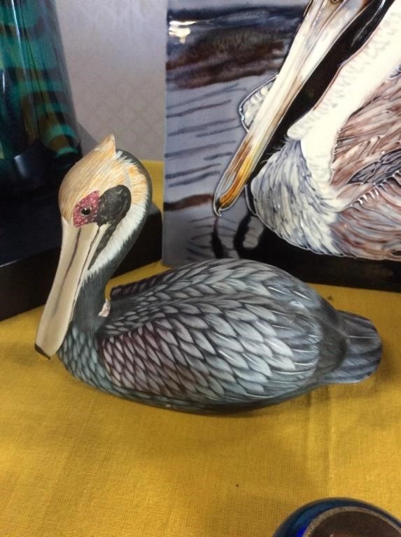 Wooden carved pelican