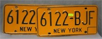 Pair of vintage NY license plates