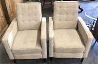 PAIR OF RECLINING UPHOLSTERED ARM CHAIRS
