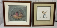 2 P.Buckley Moss signed + #'d golf prints