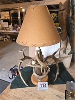 Lamp 27" & antler rack - right top tine has been..