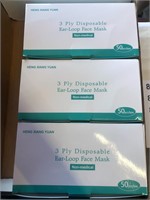 3 Ply Disposable Face Masks (3 Boxes) - 50 per box