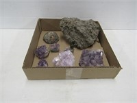 Mineral Tray Lot w/Fossil