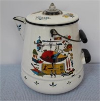 Georges Briard Turkey Motif Enamelware Coffee Pot