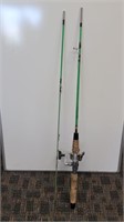 Vtg Match Green Fiberglass Fishing Rod Ryobi Reel