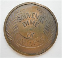 Antique Ann Arbor MI Souvenir Paperweight Dime