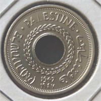 Uncirculated 1947 Palestine coin