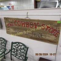 VINTAGE 50"X17" "THE COWBOY STORE" ADVERTISING