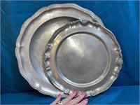 2 Beautiful Antique Pewter Platters