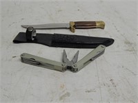 Multi-tool knife and Buck style straight blade