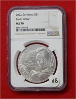 2022 St Helena Silver Trade Dollar NGC MS70