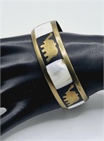 Brass Mother of Pearl Inlay Elephant Bracelet
